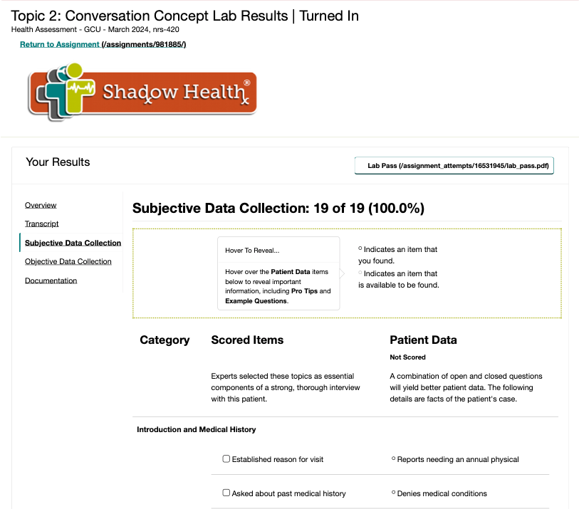 Naomi Adebayo Preeclampsia Focused Exam Shadow Health product preview