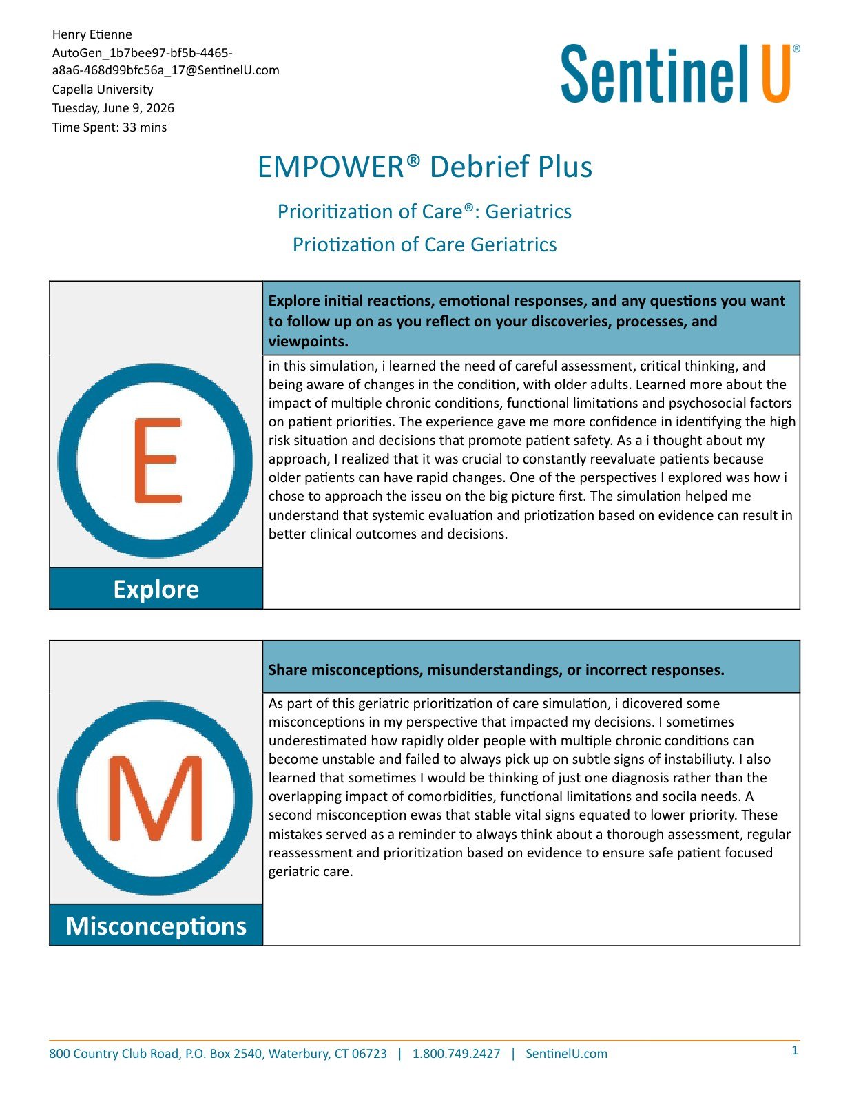 Prioritization of Care Geriatrics v2 Sentinel U EMPOWER Debrief Report preview