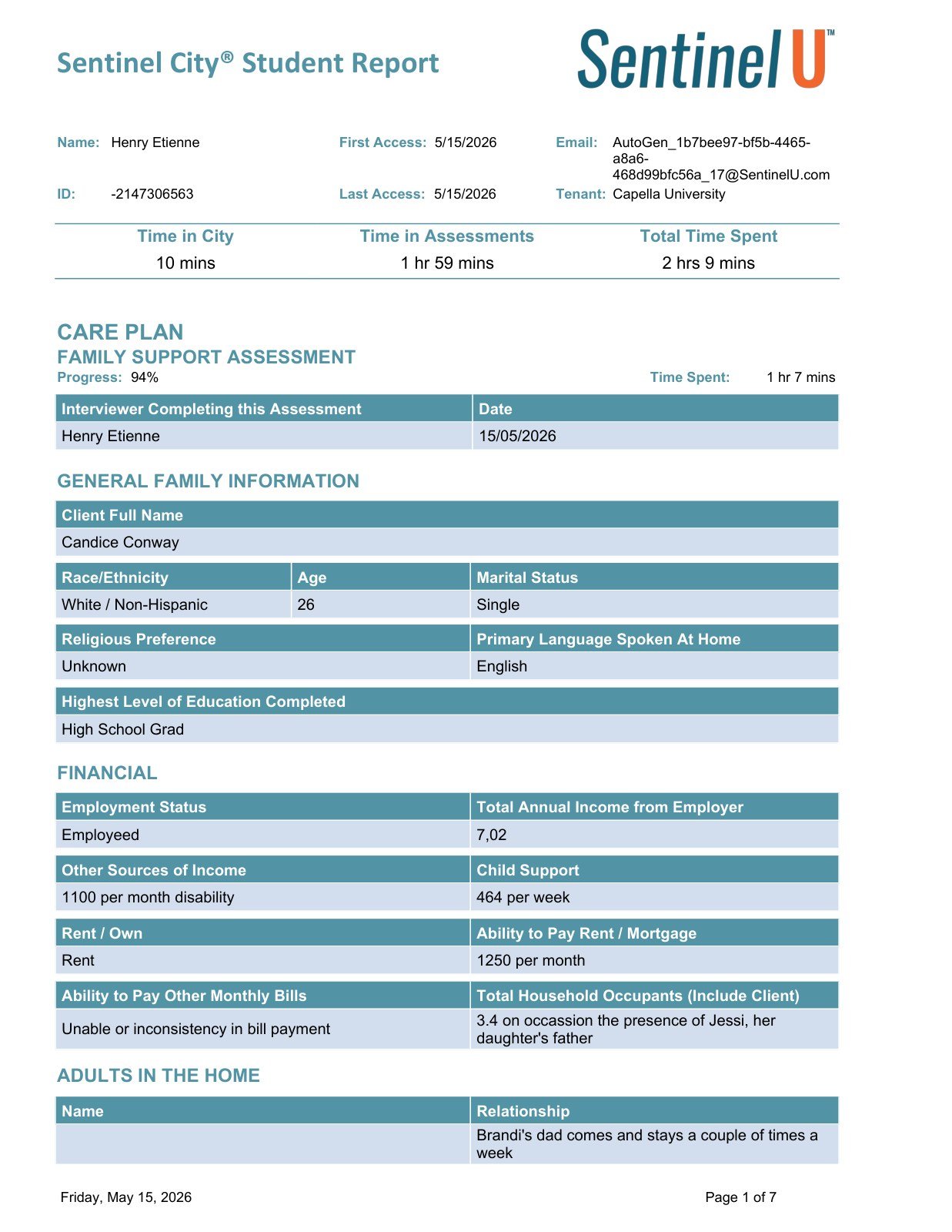 Family Support and Home Assessment v5 Sentinel U Full Bundle preview