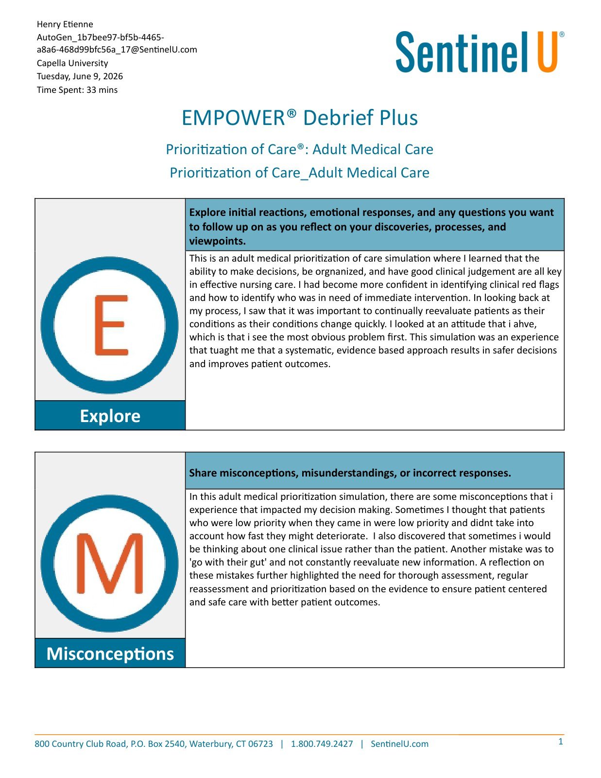Prioritization of Care Adult Medical v2 Sentinel U EMPOWER Debrief Report preview